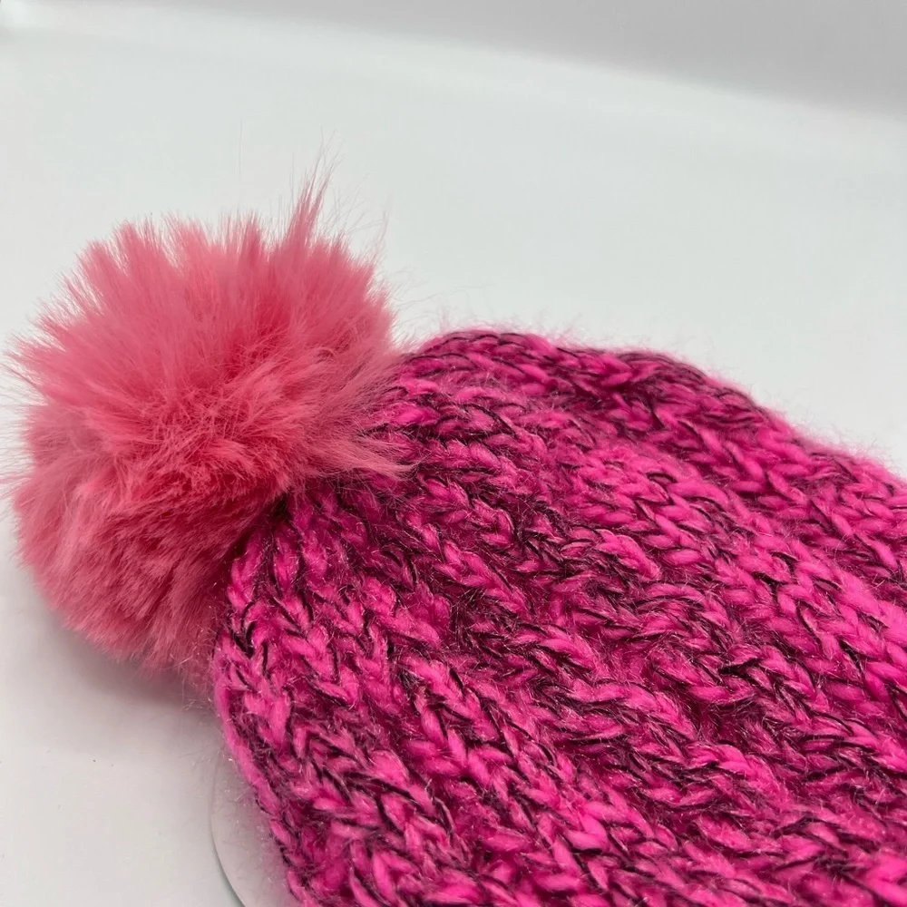 Girls Pink Winter hat with pom pom and lining